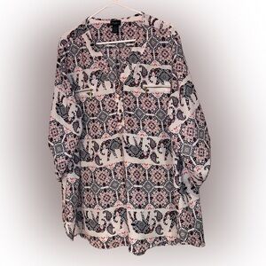 Rue 21 Patterned Floral Elephant pattern Blouse